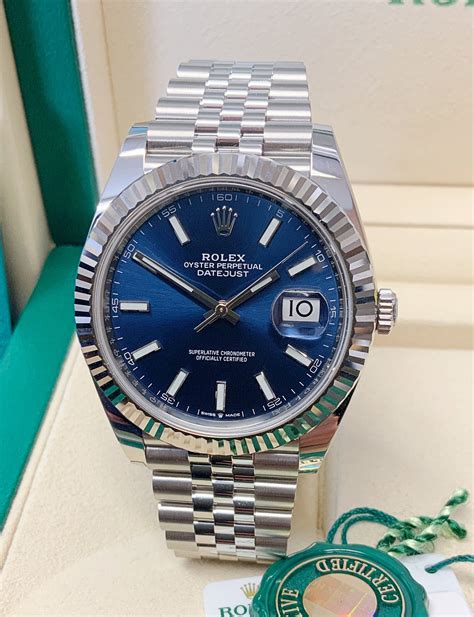 rolex replica blue dial|rolex 41mm datejust blue dial.